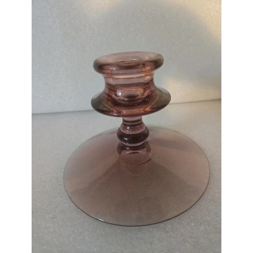 Vtg Purple Manganese Glass Tapper Candle Holders‎ Set UV Light Fostoria Orchid